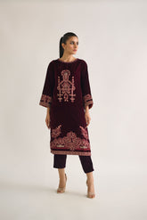 DA-1683 MAROON EMBROIDERED KURTA